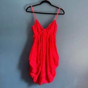 Y2K Babydoll Dress Women's Size S/M Red Polkadot‎ Bubble Hem Ribbon Valentine